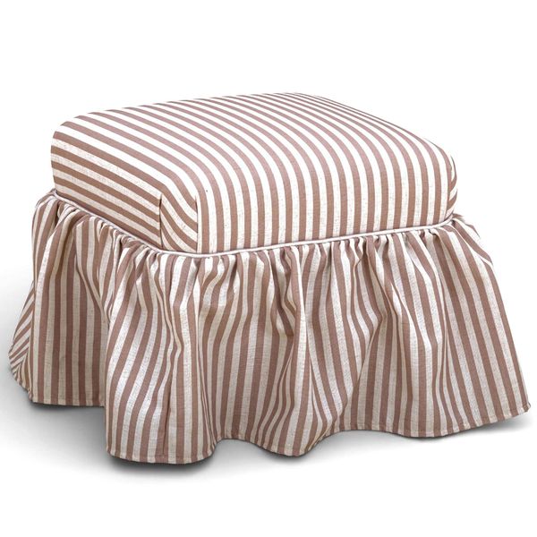 Gertrude Striped Skirted Pouf, Khaki