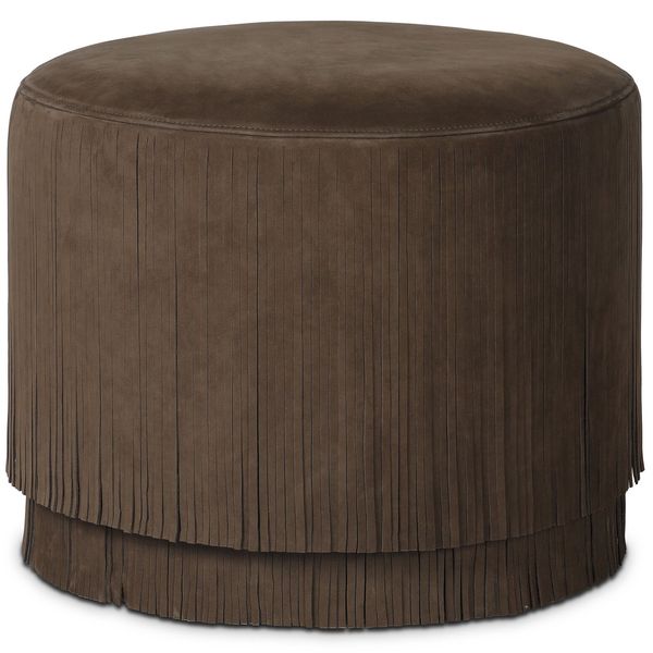 Rooney Cuir Pouf, Nubuck Cigar